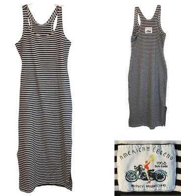 Harley-Davidson ladies midi dress XS black white vtg 1958 duo glide motorcycle - Image 1 of 4