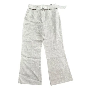 Witchery Sz 12 Beige Neutral Belted Linen Pants Casual Work Classic Capsule - Picture 1 of 6