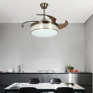 42" Ceiling Fan Light Flush Mount Ceiling Fan W/ Remote Control & Dimmable Light - Picture 1 of 15
