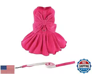 Dog Striped Dress,Pet Girl Bow Costume with Ring and Harness Leash,Dog Weddin - Picture 1 of 5
