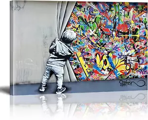 Banksy Canvas Wall Art Pop Street Graffiti Wall Art Decor Cool Poster Paintings - Picture 1 of 12