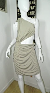 Zara Dress Size XXL Beige Ruched Cut-Out Zipped Sleeveless - Picture 1 of 11