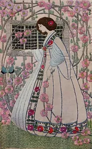 Helen LAMM antiker GLASGOW STIL Farbdruck schöne Frühlingsblumen GERAHMT COA - Bild 1 von 2