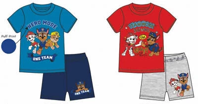 STELLA MEA Paw Patrol Schlafanzug rot blau Hunde Marshall Chase Rubble Helden Pyjama Junge
