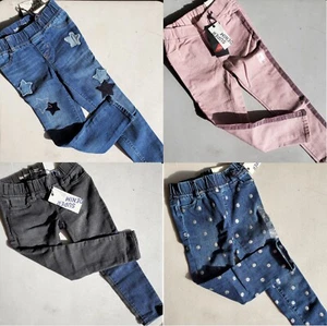 $160 Retail ~ Gap Girls Size 5 High Stretch Jeans Black Blue Pink Patches NEW - Picture 1 of 10