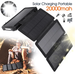 Solar Charging Portable 20000mAh Power Bank Folding panel For Phone - Picture 1 of 13