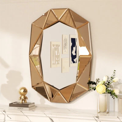 Glamuroso Espejo Decorativo Arte de Pared 3D Biselado Diamante Entrada Espejo Colgante Foto 1 de 4