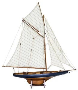 VELASTORY Legno Barca a Vela Modello Nave Barca a Vela Decorazione Yacht Modello America... - Foto 1 di 7