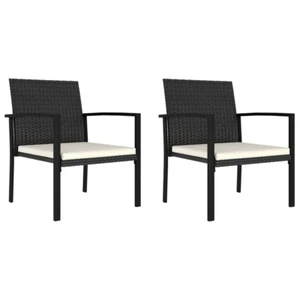 NNEVL Garden Dining Chairs 2 pcs Poly Rattan Black - Picture 1 of 6