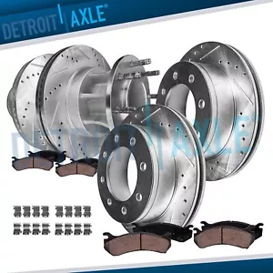 8pc RWD Front Rear Drilled Rotors Brake Pads for 2013-2022 Ford F-350 Super Duty - Picture 1 of 8
