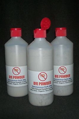 D!E POWDER D!E POLVO TIERRA DIATOMEAS 200g BOTELLA AGITADORA GUSANO CABALLO/ÁCARO ROJO/PULGA/LICENCIA