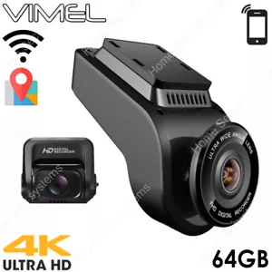 Vimel Dual Dash Camera 64GB 4K GPS WIFI Wireless Car Security Camera Taxi - Picture 1 of 12