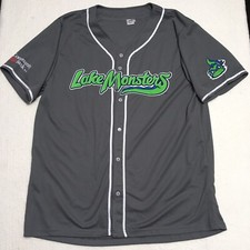 Vermont Lake Monsters Men’s Large Gray SGA Minor League Baseball Jersey VT