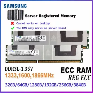 Samsung REG ECC Server RAM DDR3 32GB 4R×4 1333L 1600L MHZ Registered Memory Lot - Picture 1 of 6