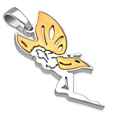 Ciondolo IN Acciaio Inox Pelle Collana Elfo Fee Natura Spirito Oro Argento Donna - Immagine 1 di 3