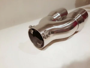 BOLT-ON Universal Stainless Steel Twin Exhaust TIP ID64mm OD:2*75mm - Picture 1 of 3
