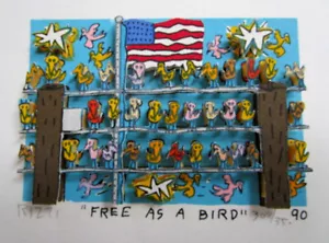 JAMES RIZZI **** 3D FREE AS A BIRD AUS 1990 *** HANDSIGNIERT GERAHMT ! RARITÄT ! - Bild 1 von 2