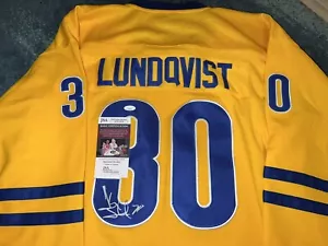 Henrik Lundqvist Signed 2014 Sweden Olympic Jersey All Star Superstar JSA Auth - Picture 1 of 4