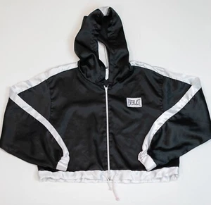 Bata de Boxeo Vintage Everlast Crop Satén Cremallera Completa Capucha Arnold Chaqueta de Calentamiento Talla L - Imagen 1 de 15