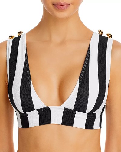 Alexandra Miro L56230 Womens Black Ally Striped Bikini Top Size Medium