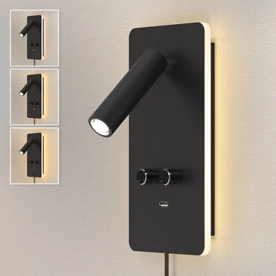 Dimmable Wall Mount Reading Lamp Modern Spotlight LED Wall Sconce with USB Port - Image 1 of 4