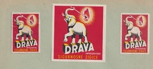 3 Ancienne  étiquette   Allumettes   Yougoslavie BN170188  Eléphant - Imagen 1 de 1