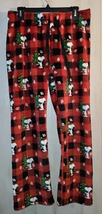 NEU PEANUTS Snoopy PYJAMAHOSE DAMEN BUFFALO KARIERT WEIHNACHTEN DRUCK PLÜSCH GRÖSSE S - Bild 1 von 3