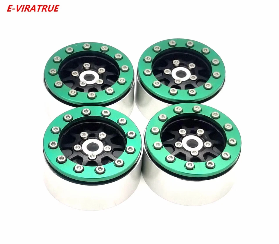 E-VIRATRUE 1.9''Aluminum Wheels fit TRX4/TRX6/Axial SCX10  Black 4pcs - Image 1 of 1