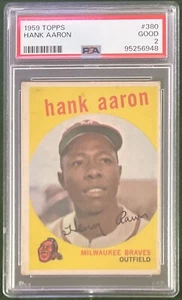 1959 TOPPS HANK AARON #380 PSA 2 MILWAUKEE BRAVES - Picture 1 of 2