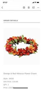 Orange And Red Hibiscus Flower Crown - Picture 1 of 3