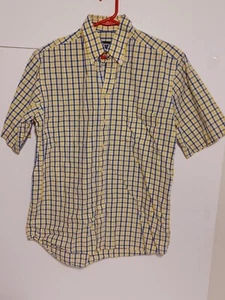 Pohland camicia vintage con tasca M gialla a righe in cotone con bottoni - Foto 1 di 6
