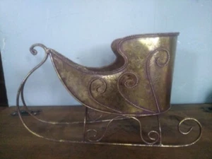 Decorative Metal Christmas Sleigh 15in - Picture 1 of 15