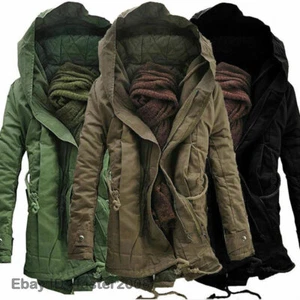 Para Hombres Militar Midi Largo Gabardina Chaqueta de Esquí Con Capucha Invierno Grueso Algodón Parka - Imagen 1 de 14