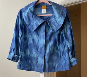 Ruby Rd. Jacket Blue Tie Dye Coastal Bohemian Women's 6 Small - Picture 1 of 2