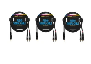 Câble RCA 2x RCA vers 3.5mm connecteur stéréo 0,30m AC-276-030 audio lot de 3 pièces noir - Photo 1/2