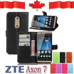 Wallet Leather Card Pocket Flip PU Shockproof Case Cover For ZTE Axon 7 - Foto 1 di 1