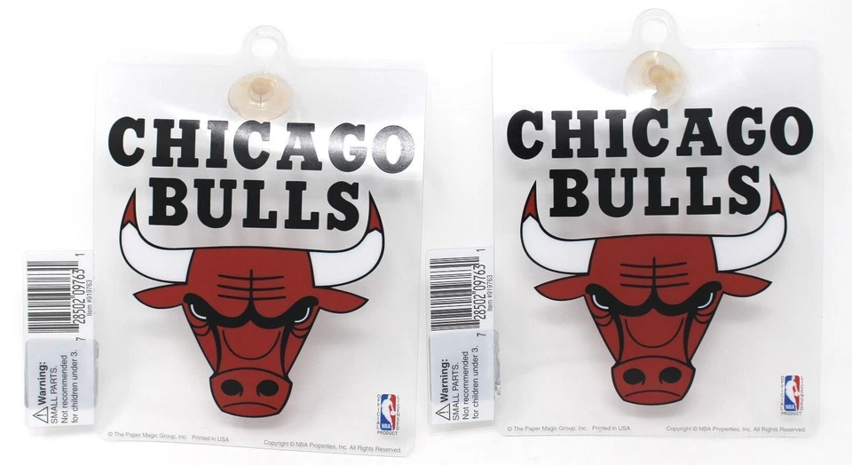 2-Pack Chicago Bulls NBA Basketball Car Home Window Decal Cling w/ Suction Cup - Image 1 of 1
