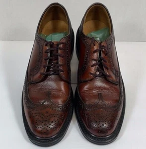 scarpe eleganti oxfords uomo Dexter vintage pelle marrone punta ala taglia 8c U.S.A - Foto 1 di 10