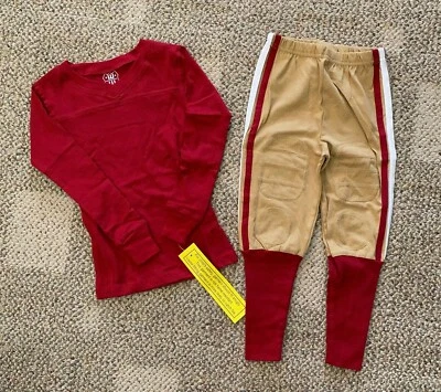 Conjunto de pijama de fútbol americano de algodón orgánico de 2 piezas Wes and Willy para niños rojo/bronceado talla 2 Foto 1 de 4