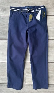 Ralph Lauren Polo Navy Blue Belted Trousers Pants Chinos - Age 5 - New Tags - Picture 1 of 10
