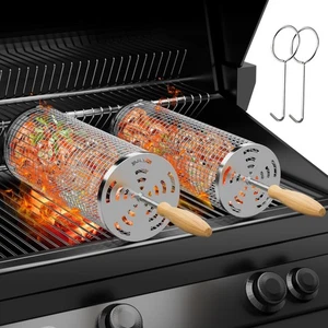 Rollbarer Grillkorb Grillgeschenke für Männer, verschachtelte Grillkörbe für Gemüse... - Bild 1 von 8