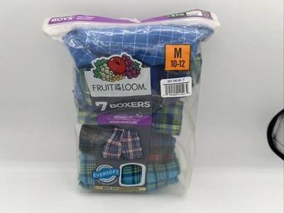 4 Packs of 7 Assorted Plaid Fruit Of The Loom Boys Size Medium 10-12 Boxers - Imagem 1 de 4