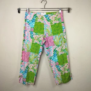 Weiche Umrandung Knöchelhose Medium Blumen Schildkröte Krabbe Strand Patchwork bunt - Bild 1 von 11