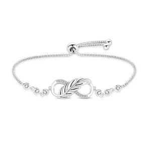 Massives 925 Sterlingsilber Unisex Unendlichkeit verstellbar Zirkon Manschette Armband UK - Bild 1 von 1