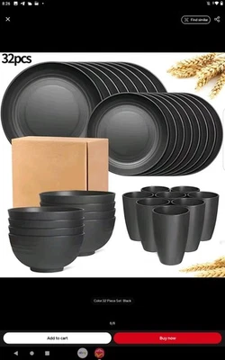 Juego de vajilla 16/32 piezas, incluye platos, tazas de cuenco para camping día familiar en casa Foto 1 de 4