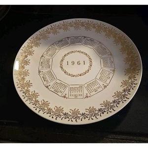 Vintage 1961 Kalender Geburtstagsteller, 10" von Royal China, 22-K-Gold, USA Made - Bild 1 von 4