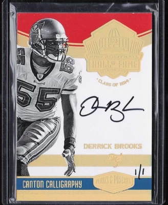 2016 Panini Plates & Patches Canton Calligraphy Derrick Brooks #4 Gold /1  - Image 1 of 2