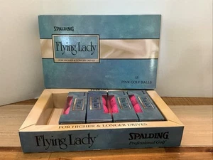 SPALDING Flying Lady 11 Pink Golf Balls New Old Stock Box Great Vintage Display! - Picture 1 of 3