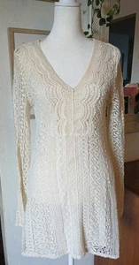 Nuevo Mini Vestido de Festival Hippie Crochet Crema XS ADIVINAR para Mujer - Imagen 1 de 9