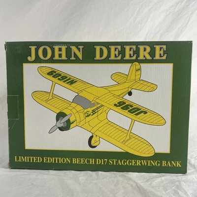 Rare- John DEERE Beech D17 Staggerwing Bank Diecast Metal Limited With Box - Image 1 of 4